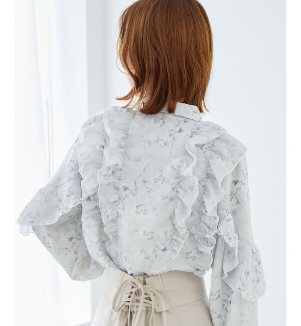 MAJESTICLEGON「襟付きシアーフリルブラウス」|シャツ・ブラウス|
