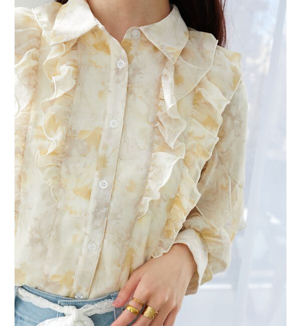 MAJESTICLEGON「襟付きシアーフリルブラウス」|シャツ・ブラウス|