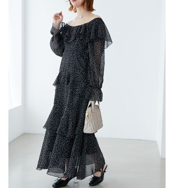 MAJESTICLEGON「エアリーフリルロングワンピース」|ワンピース|