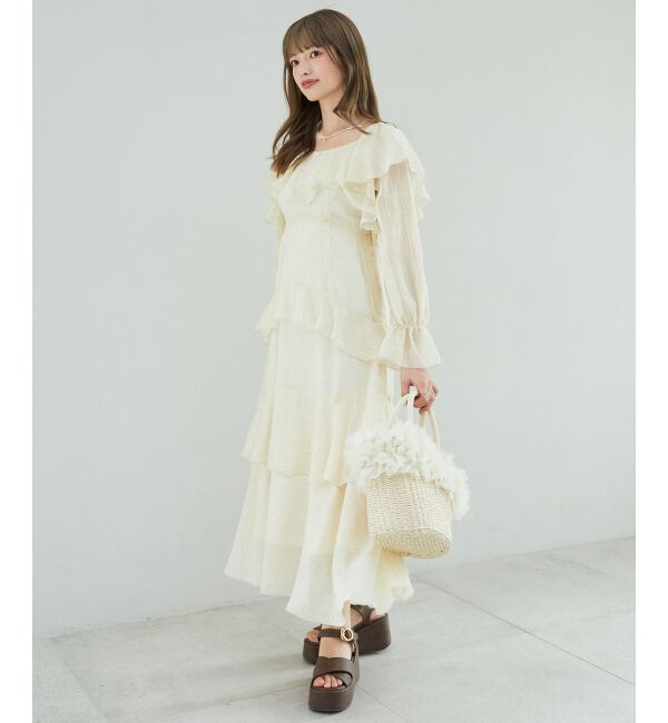 MAJESTICLEGON「エアリーフリルロングワンピース」|ワンピース|
