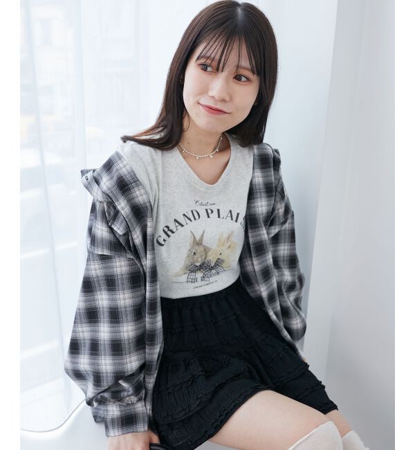  「うさぎちゃんTシャツ」|Tシャツ・カットソー|ブラック柄