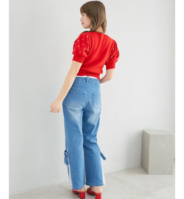  「ハートジャカードパフスリーブニット」|ニット・セーター|