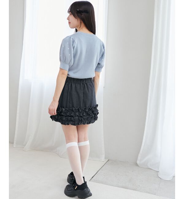  「ハートジャカードパフスリーブニット」|ニット・セーター|