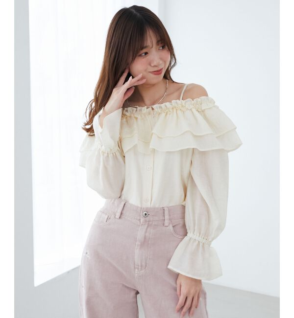  「ティアードフリルオフショルブラウス」|シャツ・ブラウス|