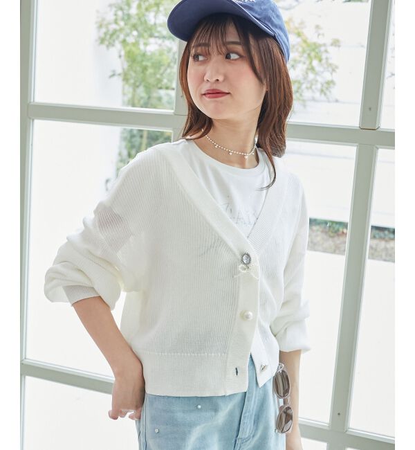  「チャームボタンUVカットカーディガン」|カーディガン|