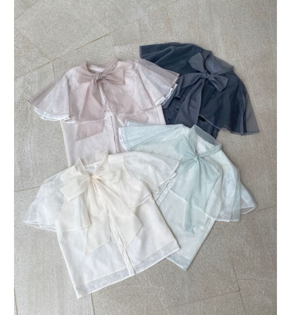  「チュールレースボウタイケープブラウス」|シャツ・ブラウス|