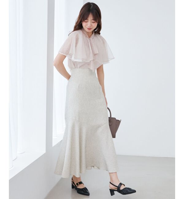  「チュールレースボウタイケープブラウス」|シャツ・ブラウス|