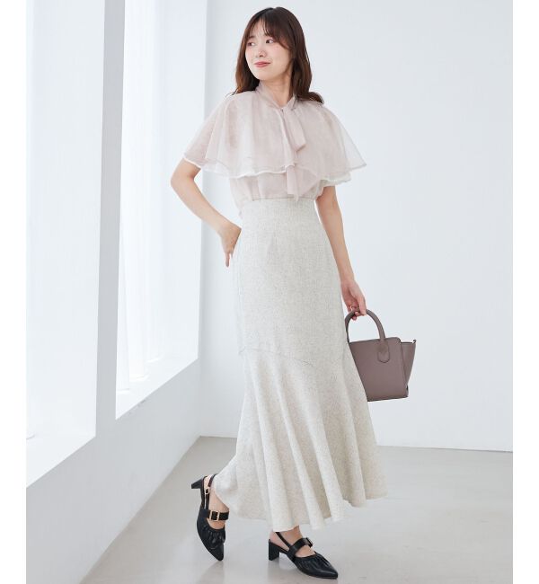  「チュールレースボウタイケープブラウス」|シャツ・ブラウス|