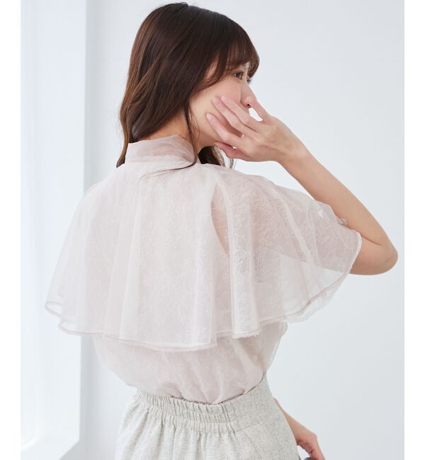  「チュールレースボウタイケープブラウス」|シャツ・ブラウス|