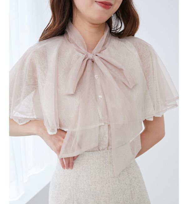  「チュールレースボウタイケープブラウス」|シャツ・ブラウス|