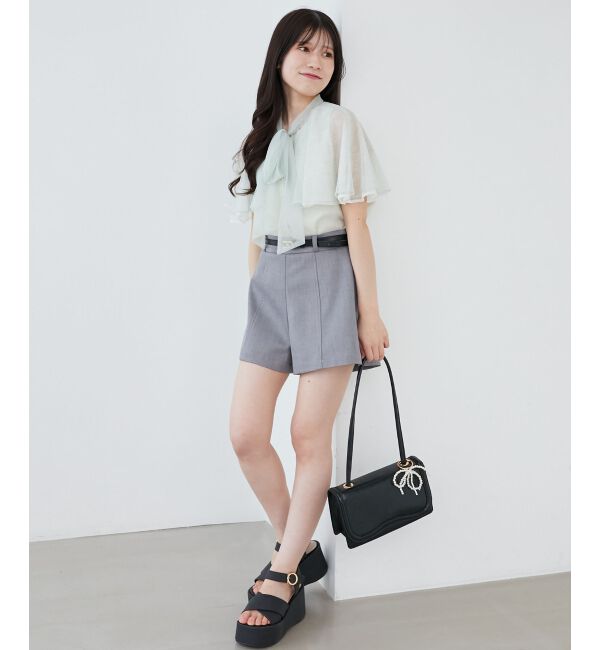  「チュールレースボウタイケープブラウス」|シャツ・ブラウス|