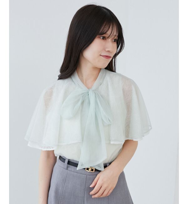  「チュールレースボウタイケープブラウス」|シャツ・ブラウス|