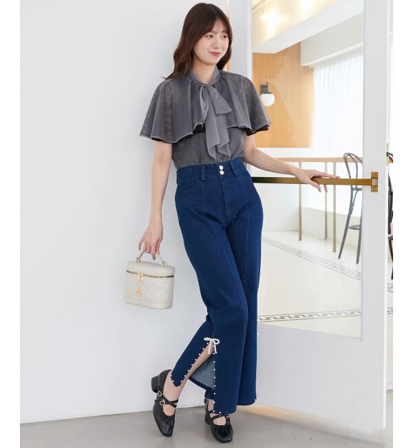  「チュールレースボウタイケープブラウス」|シャツ・ブラウス|