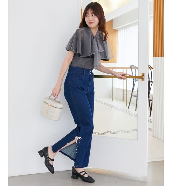  「チュールレースボウタイケープブラウス」|シャツ・ブラウス|