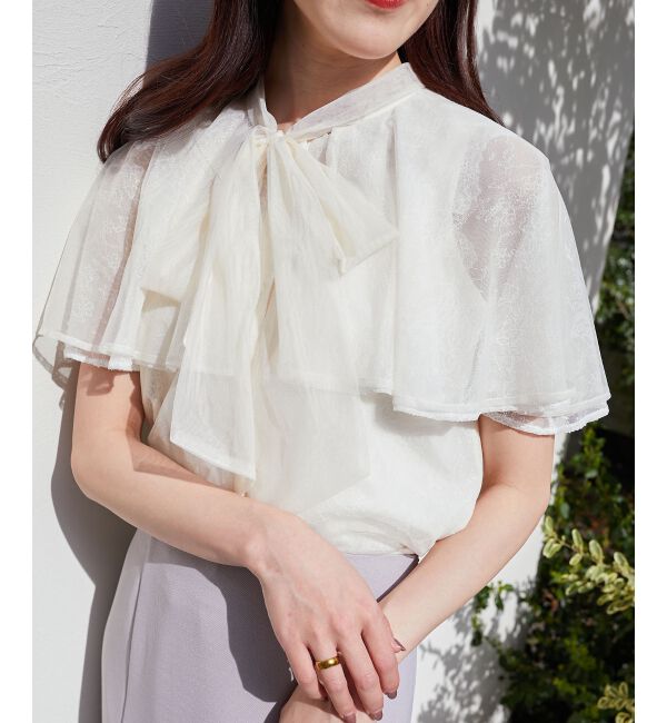  「チュールレースボウタイケープブラウス」|シャツ・ブラウス|