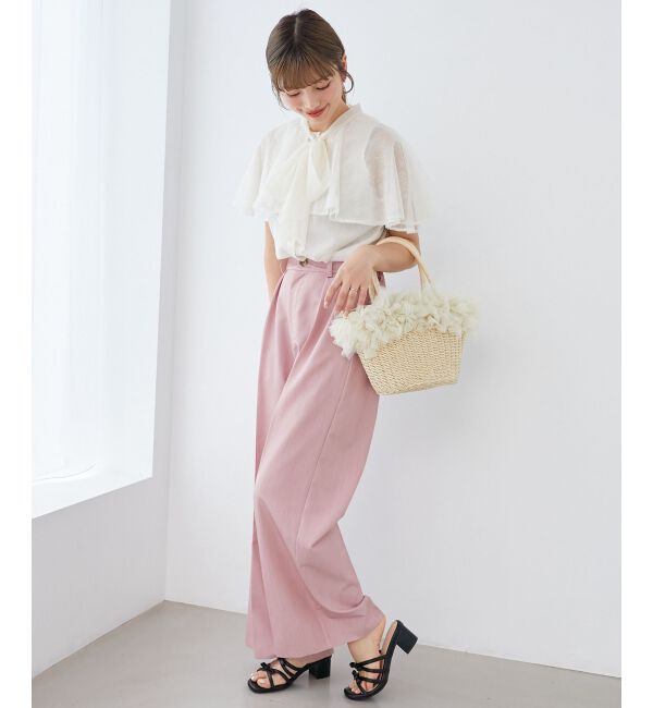  「チュールレースボウタイケープブラウス」|シャツ・ブラウス|