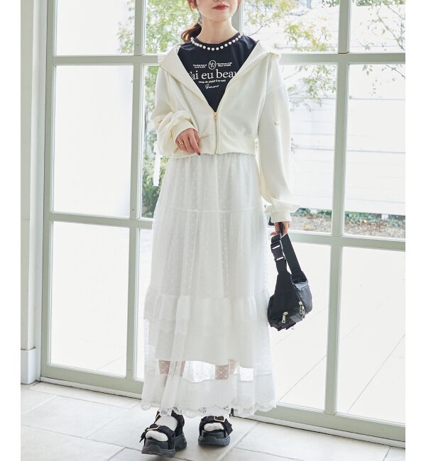  「レースリボンラインパーカー」|パーカー|