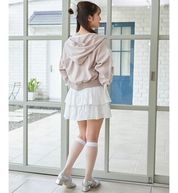  「レースリボンラインパーカー」|パーカー|