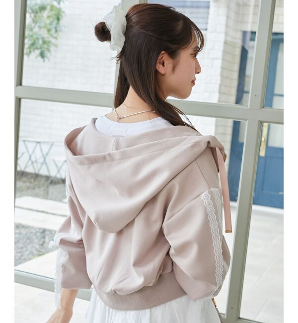  「レースリボンラインパーカー」|パーカー|