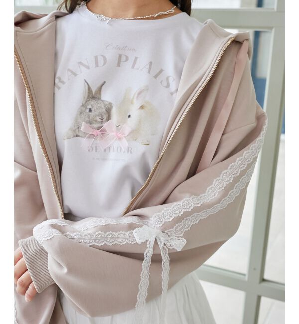  「レースリボンラインパーカー」|パーカー|