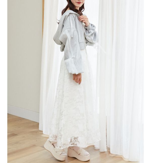  「レースリボンラインパーカー」|パーカー|