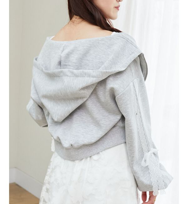  「レースリボンラインパーカー」|パーカー|