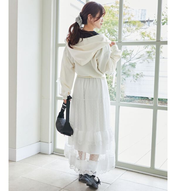  「レースリボンラインパーカー」|パーカー|