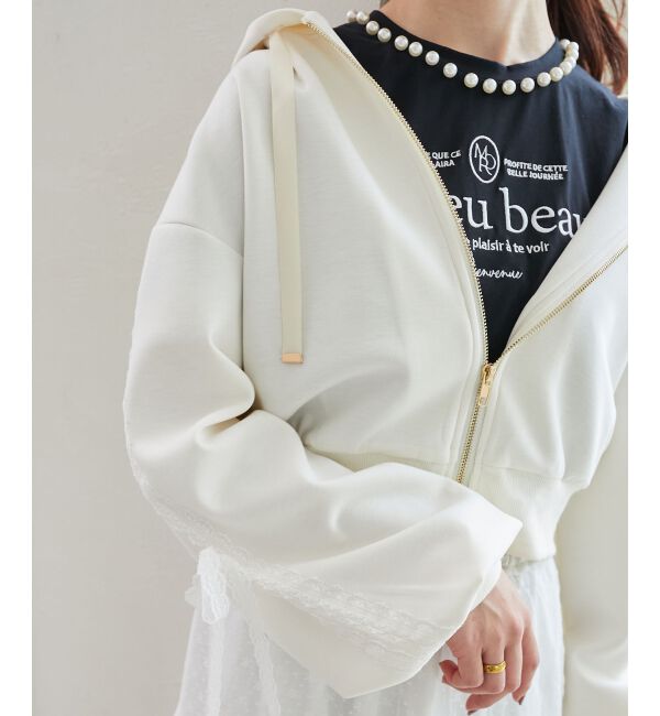  「レースリボンラインパーカー」|パーカー|