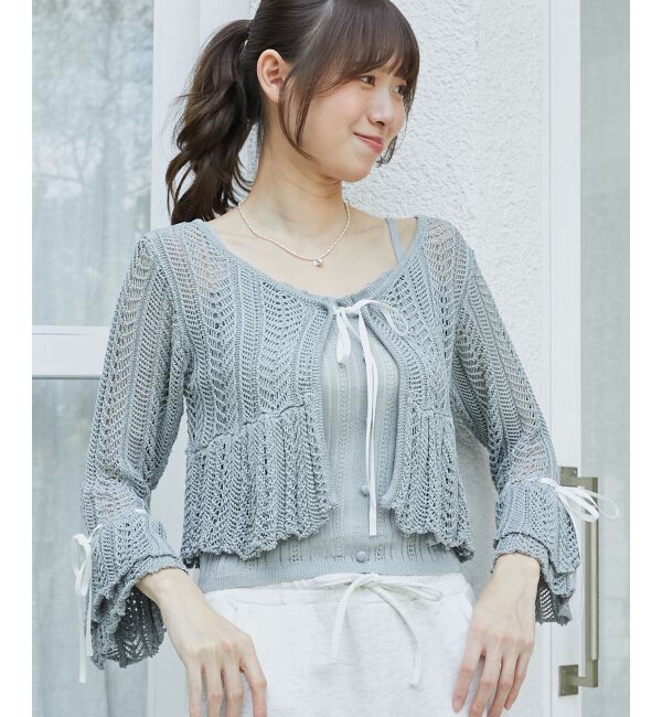  「レーシーパターンキャミセットカーデ」|カーディガン|