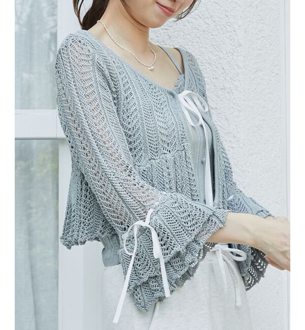  「レーシーパターンキャミセットカーデ」|カーディガン|