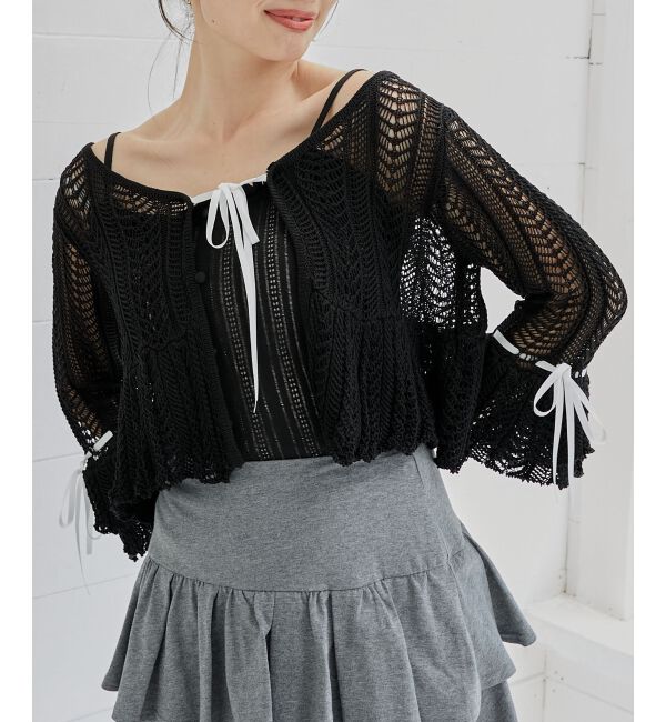  「レーシーパターンキャミセットカーデ」|カーディガン|