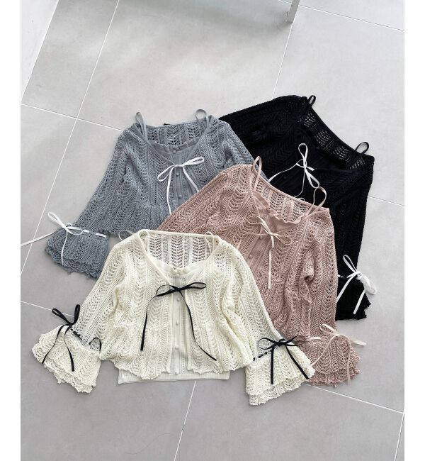  「レーシーパターンキャミセットカーデ」|カーディガン|