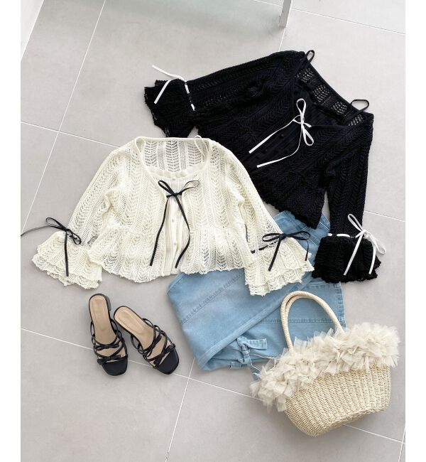  「レーシーパターンキャミセットカーデ」|カーディガン|