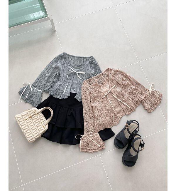  「レーシーパターンキャミセットカーデ」|カーディガン|