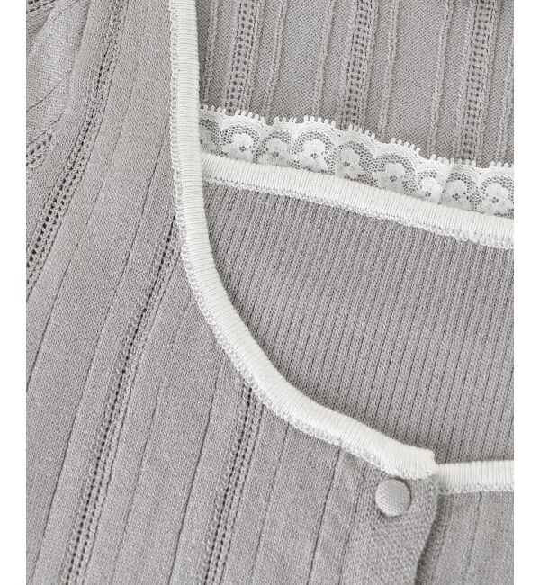  「キャミ＆バイカラークロップドカーデ」|カーディガン|