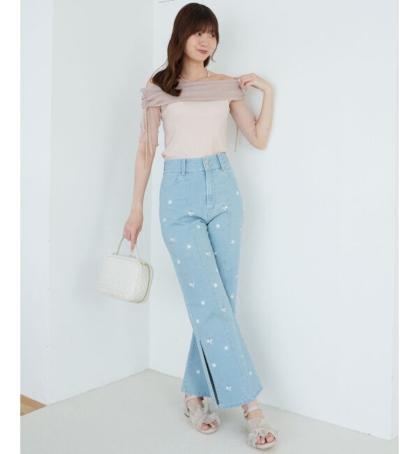  「&infin;ラメチュールオフショル半袖トップス」|Tシャツ・カットソー|