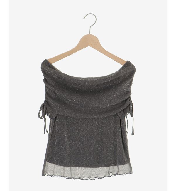  「&infin;ラメチュールオフショル半袖トップス」|Tシャツ・カットソー|