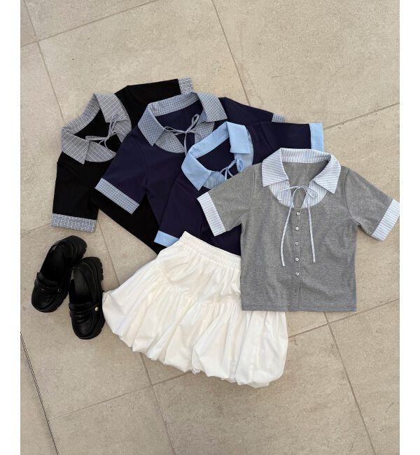  「シャツドッキングカットトップス」|Tシャツ・カットソー|