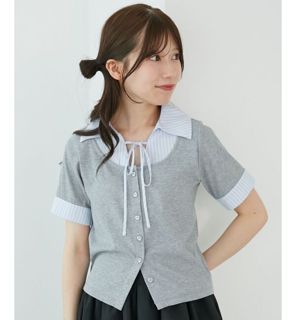  「シャツドッキングカットトップス」|Tシャツ・カットソー|