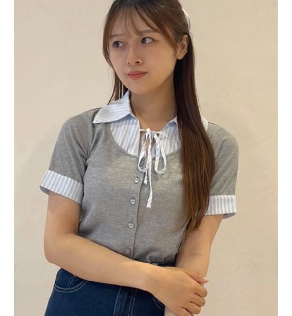  「シャツドッキングカットトップス」|Tシャツ・カットソー|