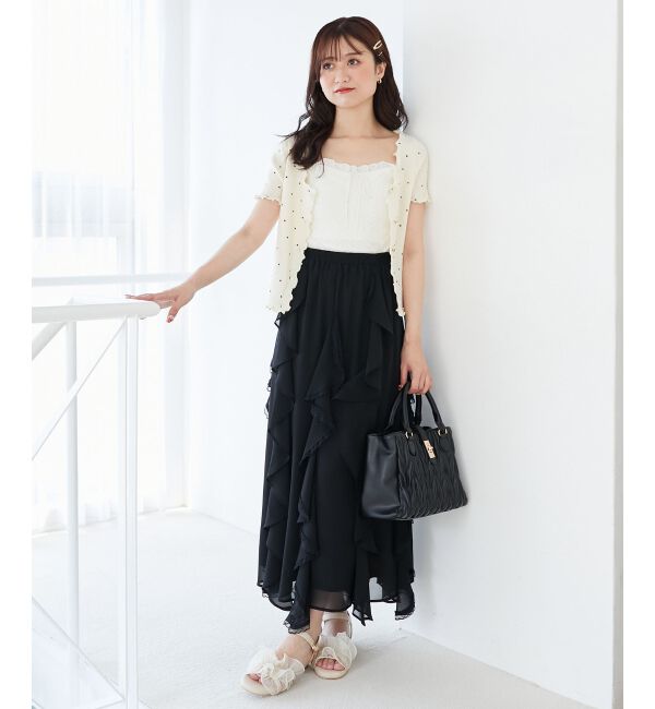  「ドットパターンリブカーディガン」|カーディガン|