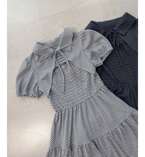  「襟付きデコルテオープンミニワンピ」|ワンピース|