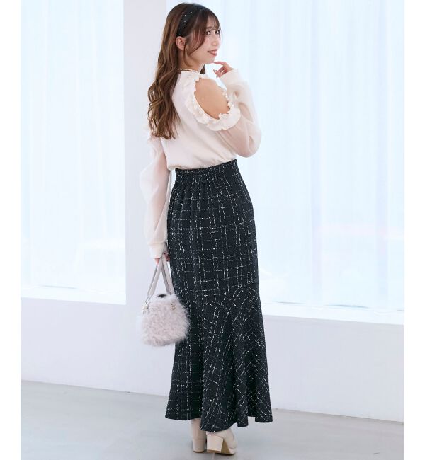  「オープンショルダーフリルカットトップス」|Tシャツ・カットソー|