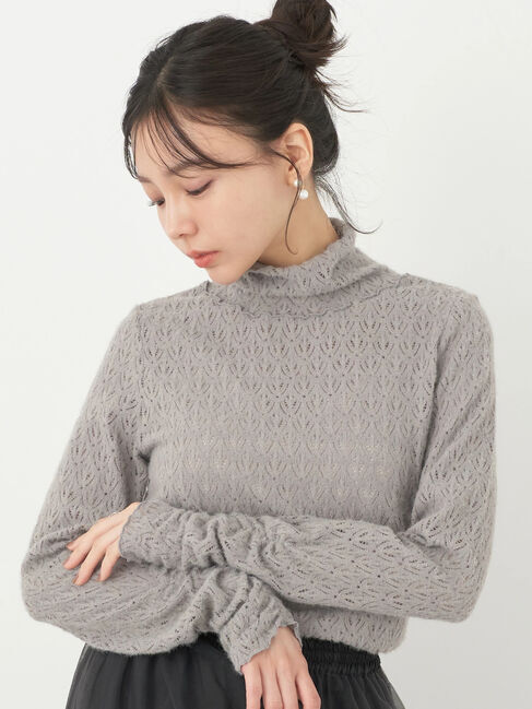 earth music&ecology「起毛レースハイネックインナー」|インナー|Gray Beige