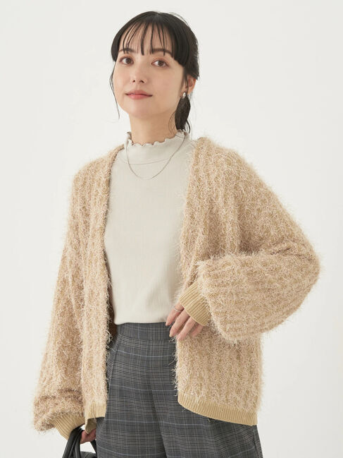 earth music&ecology「ふさふさショートカーディガン」|カーディガン|Beige