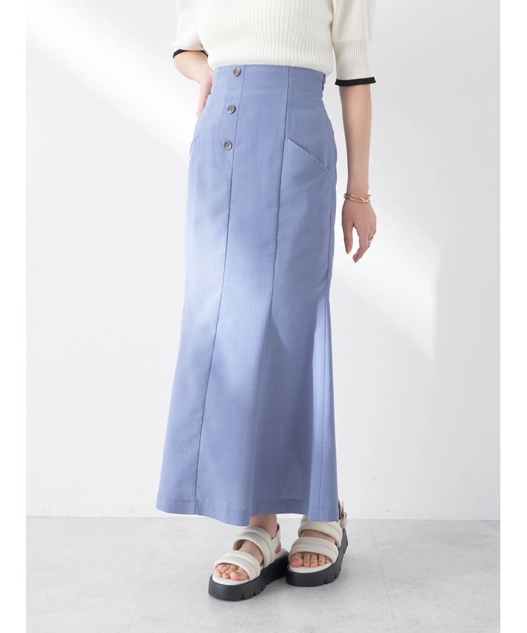 earth music&ecology「フロントボタンマーメイドスカート」|スカート|Blue