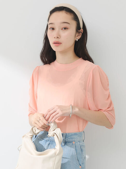 earth music&ecology「5分袖シアーインナー」|インナー|