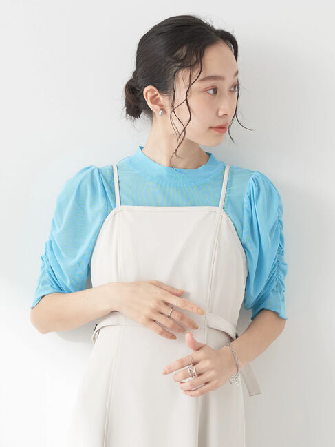 earth music&ecology「5分袖シアーインナー」|インナー|Blue