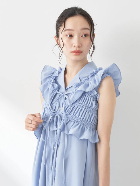 earth music&ecology「SET2点シャーリングビスチェ&times;シャツワンピース」|ワンピース|