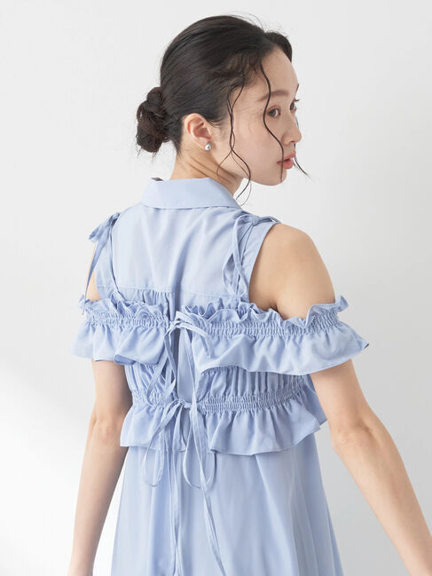 earth music&ecology「SET2点シャーリングビスチェ&times;シャツワンピース」|ワンピース|